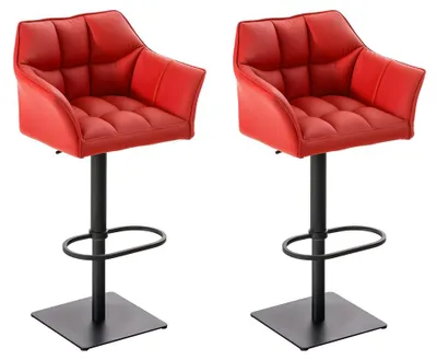 Produktbild von CLP 2er Set Barhocker Damaso Kunstleder drehbar und höhenverstellbar | Farbe rot Gestell Farbe schwarz