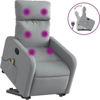Produktbild von vidaXL Massagesessel mit Aufstehhilfe Hellgrau Stoff