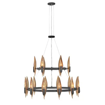 Produktbild von Elstead Willow Kronleuchter E14 18-fach schwarz mit Deluxe Gold