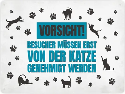 Produktbild von Besucher müssen erst von der Katze genehmigt werden Metallschild XXL