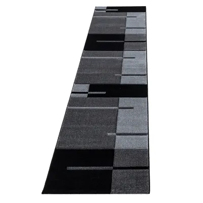 Zdjęcie produktu dla Ayyildiz | Dywan nowoczesny Hawaii 3D - 80 cm x 300 cm - Szaro-Czarny - Geometryczny Wzór - Wysoka Jakość