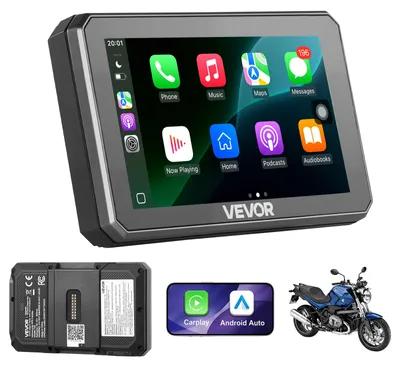 Produktbild von VEVOR Motorrad-Navi 5 Zoll mit Apple CarPlay und Android Auto Kabellos, für BMW-Motorräder, GPS-Navigation mit Dual-Bluetooth, IP67, Fester Clip-On-Montage und Siri/Google-Sprachassistent, Schwarz
