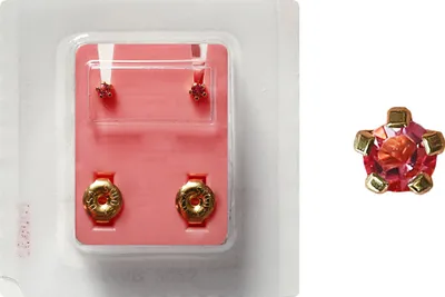 Produktbild von Erstohrstecker vergoldet Sterile Ohrstecker synthetischer Stein pink
