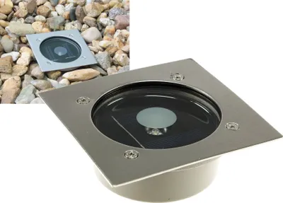 Obrázok produktu pre ChiliTec Solar LED ground spot CTB-E, hranatý ŠxVxH 10x10x4cm, IP44, predná strana z nehrdzavejúcej ocele
