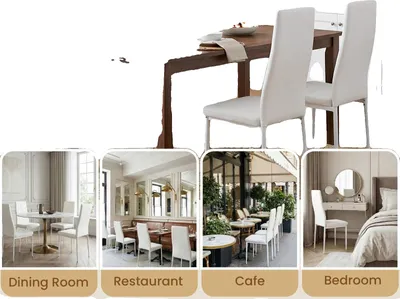 Image de Chaises de salle à manger, design élégant, fonctionnalité peu encombrante, blanc, 4 pièces