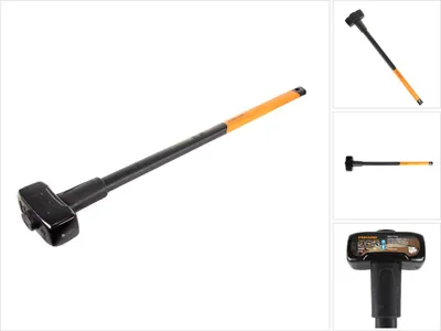 A Fiskars sledgehammer is shown against a white background.