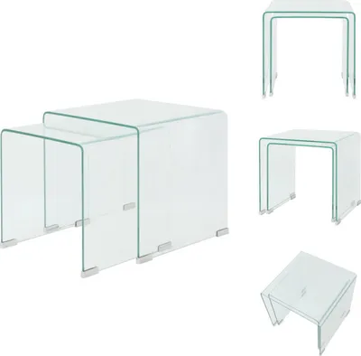 Produktbild von vidaXL Zweiteiliges Satztisch-Set aus gehärtetem Glas Transparent - Couchtische