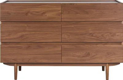 Produktbild von Miliboo - Kommode mit 6 Schubladen aus dunklem Holz B120 cm SANAA