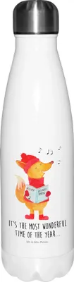 Produktbild von Mr. & Mrs. Panda Trinkflasche Fuchs Sänger - Weiß - Geschenk, thermosflaschen, Weihnachtslieder, Weihnachten, Thermosflasche, Winter, Singen, Heiligabend, Thermos, thermo