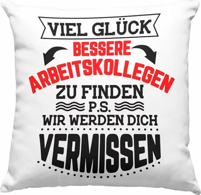 Produktbild von Trendation - Jobwechsel Deko-Kissen mit Füllung 40x40 Geschenk Kollegin Kollege Lustig Abschiedsgeschenk Sprüche - Viel Glück Bessere Kollegen zu finden (Blau)