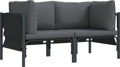 Image de vidaXL Mobilier de jardin avec coussins (lot de 2) Anthracite 80 x 80 x 71 cm Acier