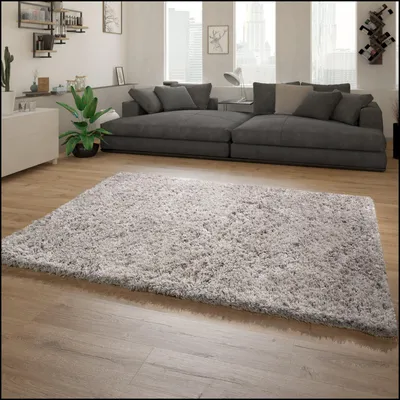 Produktbild von Hochflor Teppich Wohnzimmer Shaggy Langflor Modernes Einfarbiges Muster Grösse 160x230 cm
