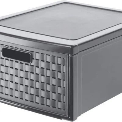 Productafbeelding van Famanu opbergbox met rattan-look - 19,2 liter, kunststof, geschikt voor thuis en op kantoor