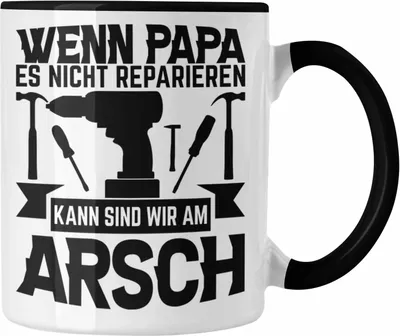 Produktbild von Trendation - Papa Geschenk Tasse Vatertag Wenn Papa Es Nicht Reparieren Kann Geschenkidee Bester Papa Vater (Schwarz)