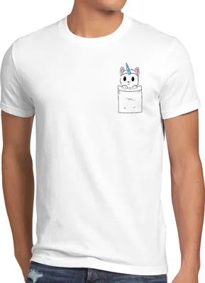 Produktbild von style3 Unicorn Pocket Cat Herren T-Shirt Einhorn Katze Brusttasche