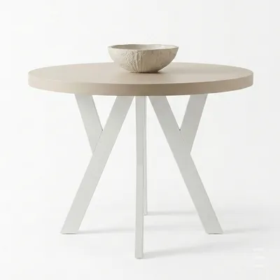 Produktbild von Runder Ausziehbarer Tisch für Esszimmer, PERO, Loft-Stil, Skandinavische, Durchmesser: 90 / 190 cm, Farbe: Kaschmir / Weiß