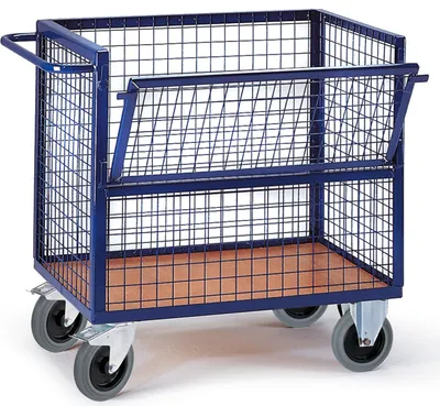 Produktbild von Rollcart Drahtkastenwagen halb geklappt und vergittert 975x675mm
