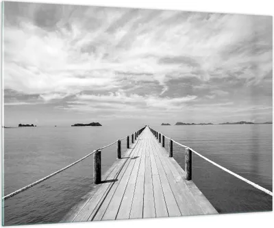 Produktbild von Bilder auf glas - Einteilig - Holz Brücke Meer - 100x70cm - Glasbilder - Wandbilder - Bilder - zum Aufhängen bereit - Wanddekoration aus Glas - Glas Bilder - Wandbild auf Glas - GAA100x70-4985