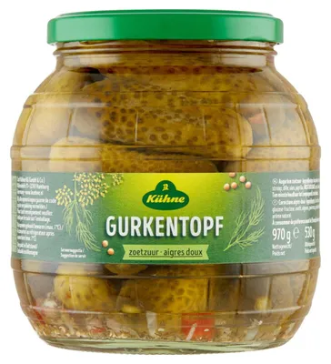 Immagine prodotto di Kühne, sottaceti di cetriolo agrodolci, 970g – cetrioli agrodolci in vaso, freschi e croccanti