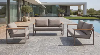 Productafbeelding van Gartenmöbel Set Sofa 2 Sessel Beige Polstermöbel Terrasse