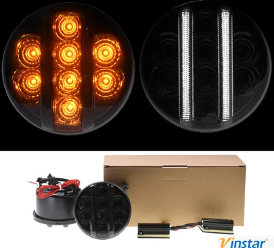 Produktbild von 2x Vinstar Smoke getönte LED Front Blinker Standlicht kompatibel mit Wrangler JK 2007-2015
