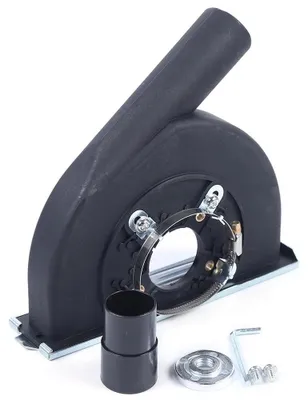 Image de Cache-poussière pour meuleuse d'angle - Hotte d'aspiration rotative à 360° - Diamètre 150/180 mm - Universelle pour découpe et ponçage - Alliage métallique - Ø de serrage 41–54 mm - Gris foncé