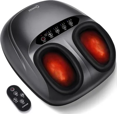 Productafbeelding van Shiatsu voetmassageapparaat met warmtefunctie, compressie en diepe knedingmassage voor verlichting van plantaire fasciitis, met afstandsbediening en meerdere massageprogramma's