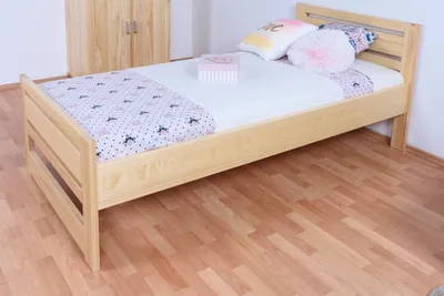 Produktbild von Bettrahmen für Kinder / Kinderbett 90 x 200 cm | Massivholz: Kiefer | Natur Lackiert