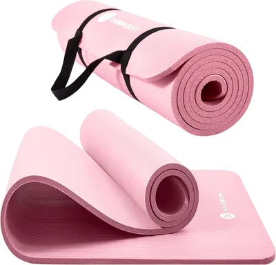 Produktbild von Yogamatte aus NBR-Gummi, rutschfest, 183 x 61 cm, 1 cm dick, rosa, mit Tragegurt