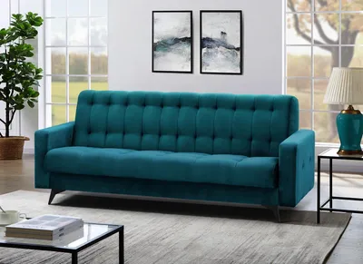 Produktbild von Schlafsofa GRETA BIS mit Bonnellfederkern, Couch mit Schlaffunktion Bettkasten Sofa mit Steppung (Stoff: kronos 04 - marine)