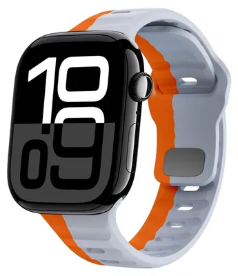 Immagine prodotto di Per Apple Watch Series 11 10 46mm / 9 8 7 45 / 6 SE 5 4 44mm cinturino in silicone con struttura ad onda arancione/grigio