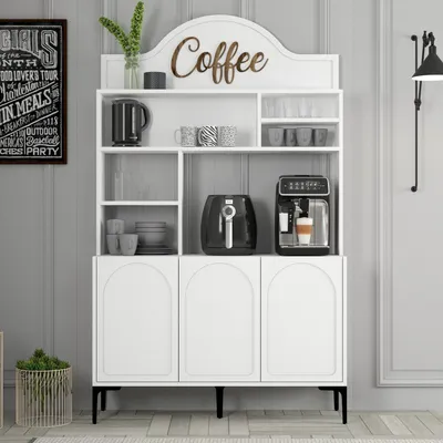 Produktbild von Skye Decor, Lyon 120 - White, Black, Wohnzimmerschrank, Kaffeebarschrank, Weiß, 120 x 202 x 35 cm