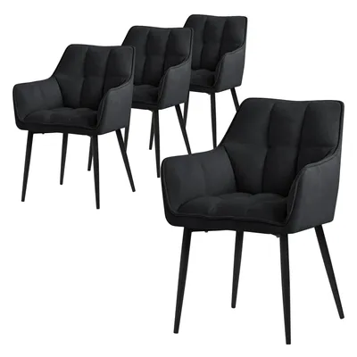Obrázek produktu pro ML-Design 4x jídelní židle v ručníkové tkanině, černá, se silným čalouněným sedákem