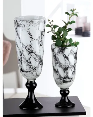 Obrázek produktu pro Váza TROPHY - černá, bílá - sklo - v. 42cm - dekorativní váza