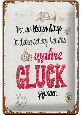 Produktbild von Blechschild Spruch Wer kleine Dinge schätzt hat Glück 20x30cm