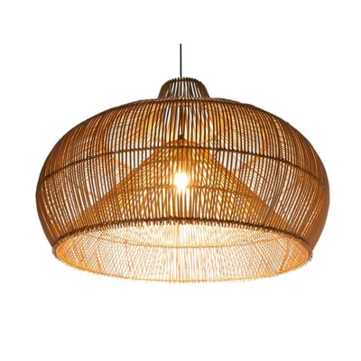 Produktbild von Handgefertigter  ,Design-Pendellampenschirm aus Natur rattan für Wohnimmer und Schlafzimmer, Ø 70 cm