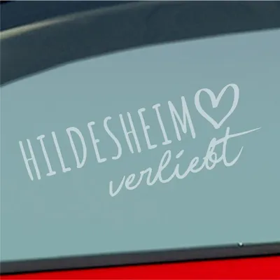 Produktbild von Auto Aufkleber Hildesheim verliebt Herz Stadt Heimat Liebe Car 19x7 cm Milchglas Sticker Heckscheibenaufkleber