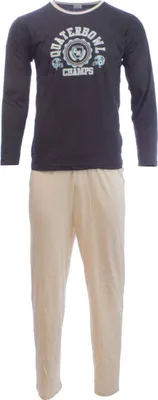 Produktbild von Herren Pyjama Langarm Oberteil + Lange Hose Schlafanzug Quaterbowl