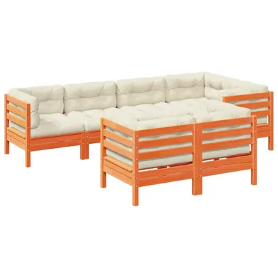 Produktbild von Design 7-tlg. Garten-Sofagarnitur mit Kissen Wachsbraun Kiefernholz, Gartenmöbel-Sets 2024 Neu