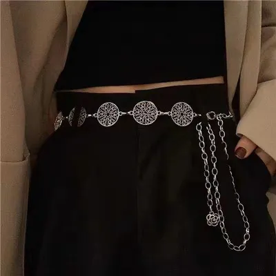 Produktbild von Damen- und Mädchen- Mehrfach-Lang- Hüftgürtelkettenriem, Metall-Punk- Bauchgürtelkettenriem, Starker Kettenriem für Kleider und Schmuck