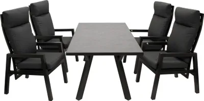 Produktbild von DEGAMO Garnitur MANCIANO 5-teilig, Aluminium anthrazit, Tischplatte dunkelgrau