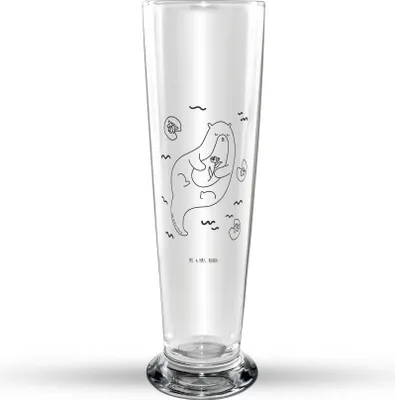 Produktbild von Mr. & Mrs. Panda Bierglas Otter Seerose - Transparent - Geschenk, Bierbecher, Wasser, Glasbecher, glücklich, Trinkglas, Glasbierglas, Bier Glas, Fluss, Seeotter