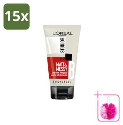 Image de 15 x Pâte modelante matifiante L'Oréal Paris Studio Line - 150 ml - Lot de 15 pièces
