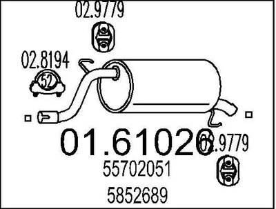 Produktbild von MTS 01.61026 Endschalldämpfer für OPEL Corsa D Schrägheck (S07) Auspuff