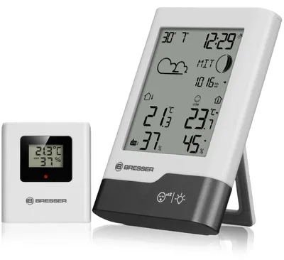 Produktbild von Bresser Wetterstation Funk mit Außensensor, weiß grau, DCF Uhr