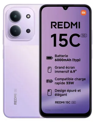 Produktbild von Xiaomi Redmi 15C 5G 17,5 cm (6.9") Hybride Dual-SIM USB Typ-C 4 GB 256 GB 6000 mAh Violett