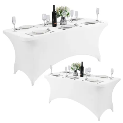 Produktbild von Universelle Tischdecke für Catering-Tische, 240 cm (8 ft), weiß, elastisch, MultiGarden