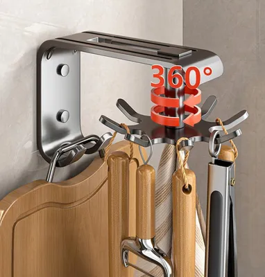 Produktbild von Küchenutensilienhalter mit 8 Haken - 360 Grad drehbar - Set von 2