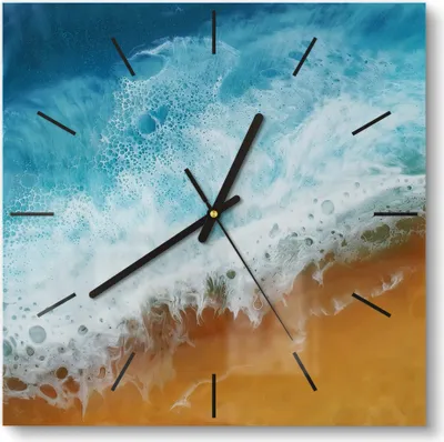 Produktbild von DEQORI Glasuhr 30x30 cm Modern 'Meeresflüstern' Wanduhr Glas Uhr Design leise Küchenuhr