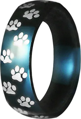 Produktbild von Männer Frauen Niedlichen Tier Pfotenabdruck Titan Stahl Fingerring Schmuck Geburtstagsgeschenk-Blau,US 8